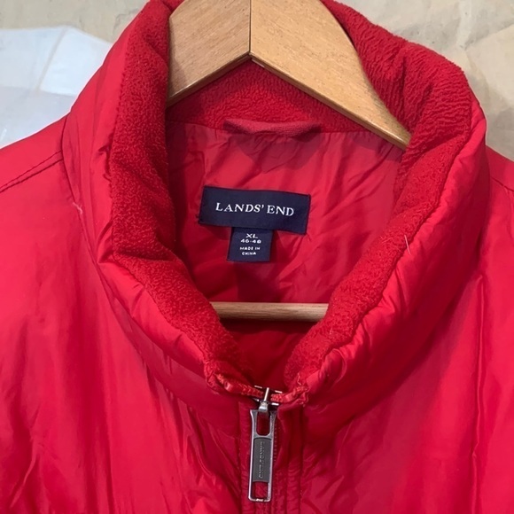 Lands’ End || Down Feather Red Winter Parka Style Zipper Quilted Jacket XL 42-44 - Picture 5 of 17